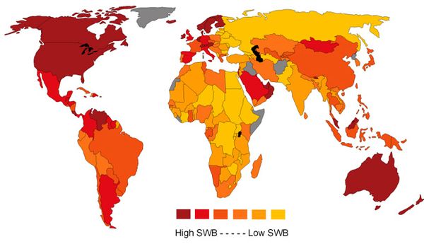 Global Happiness Through Space and Time